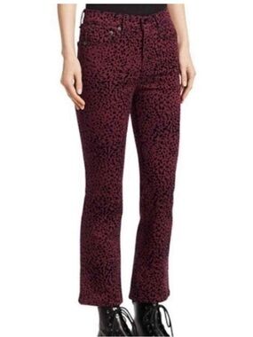 RAG & BONE HANA WOMEN'S JEANS BURGUNDY CHEETAH SIZE 27 NWT